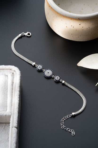 Silver 3 Evil Eye Bracelet