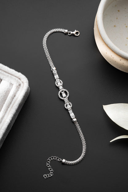 Silver Zircon Stone Bracelet