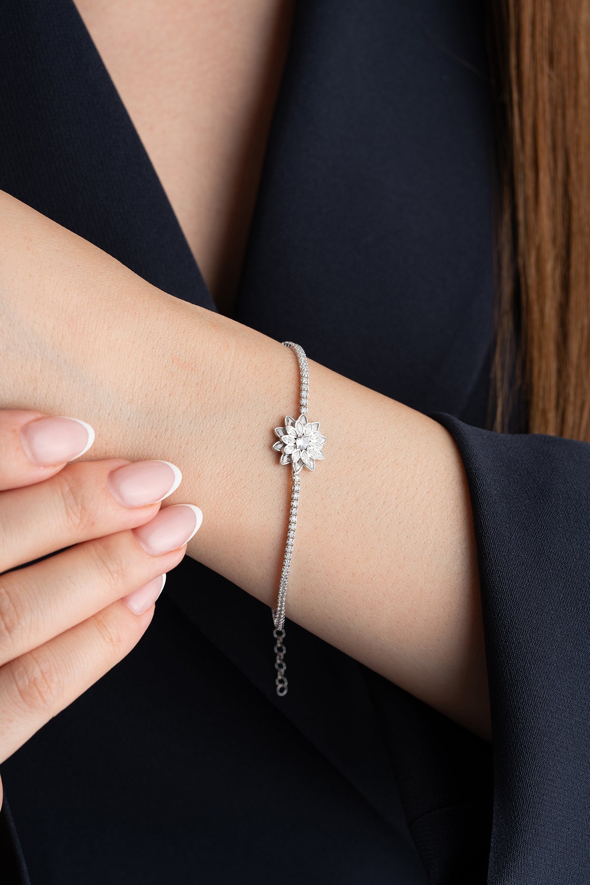 White Stone Lotus Bracelet