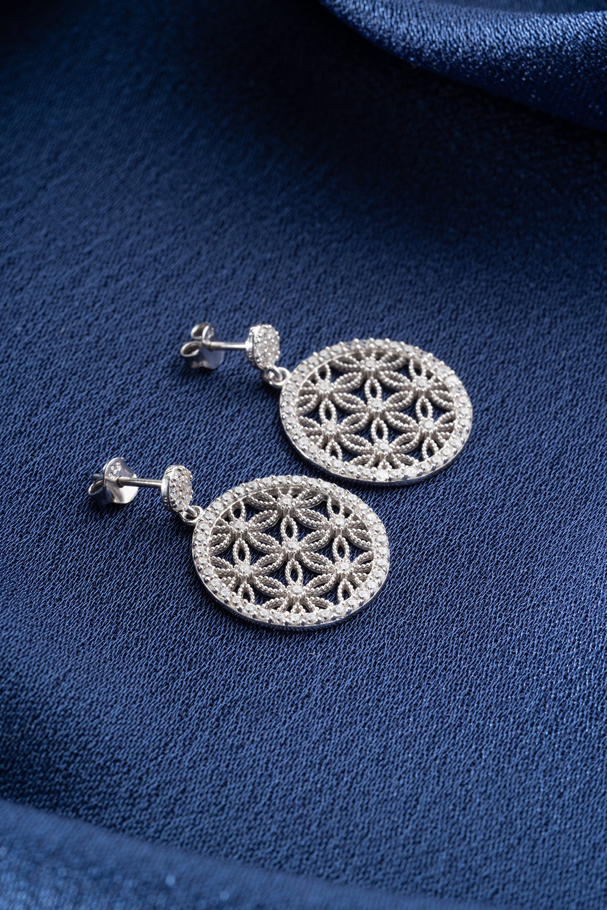 Diamond Flower Earrings