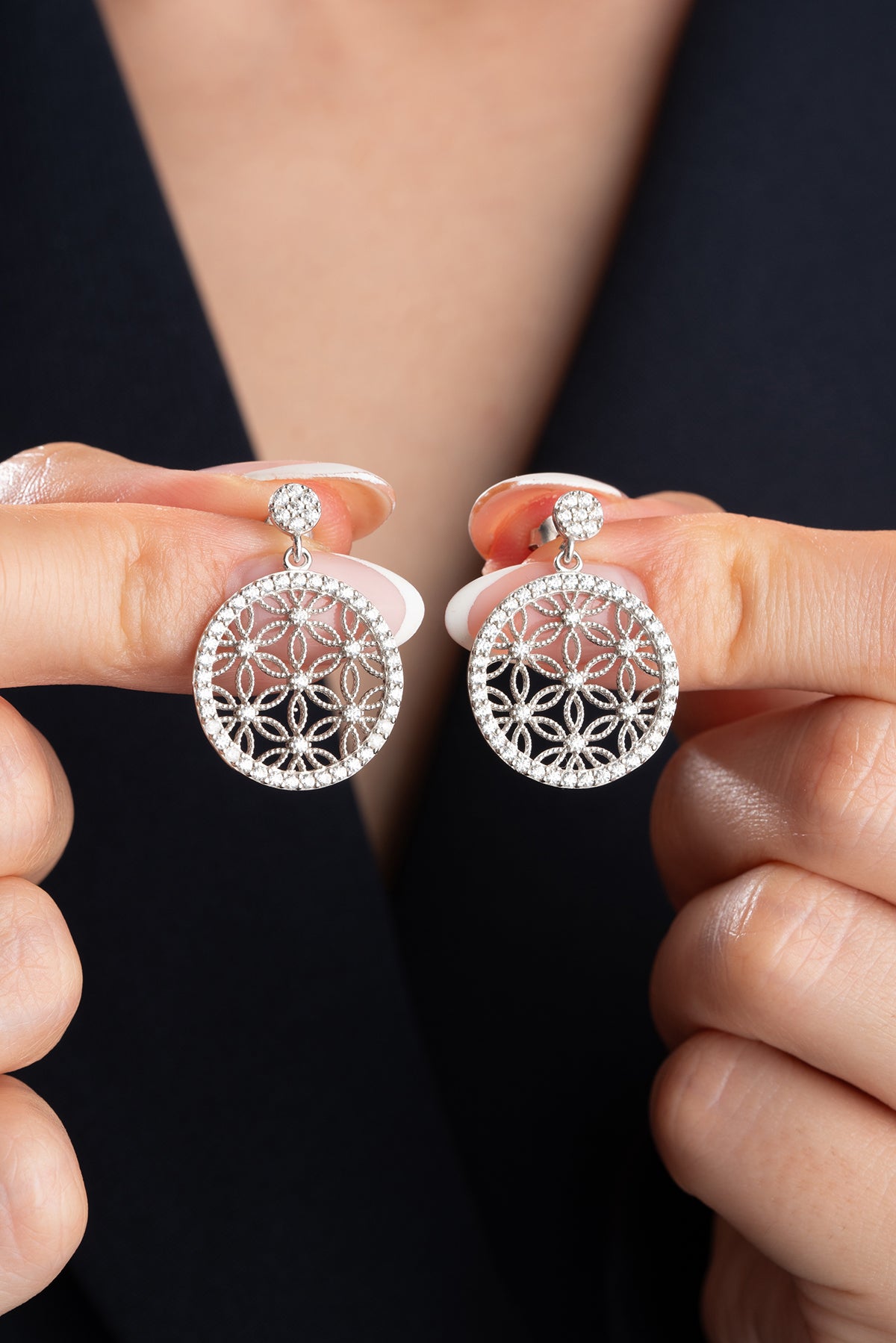 Diamond Flower Earrings