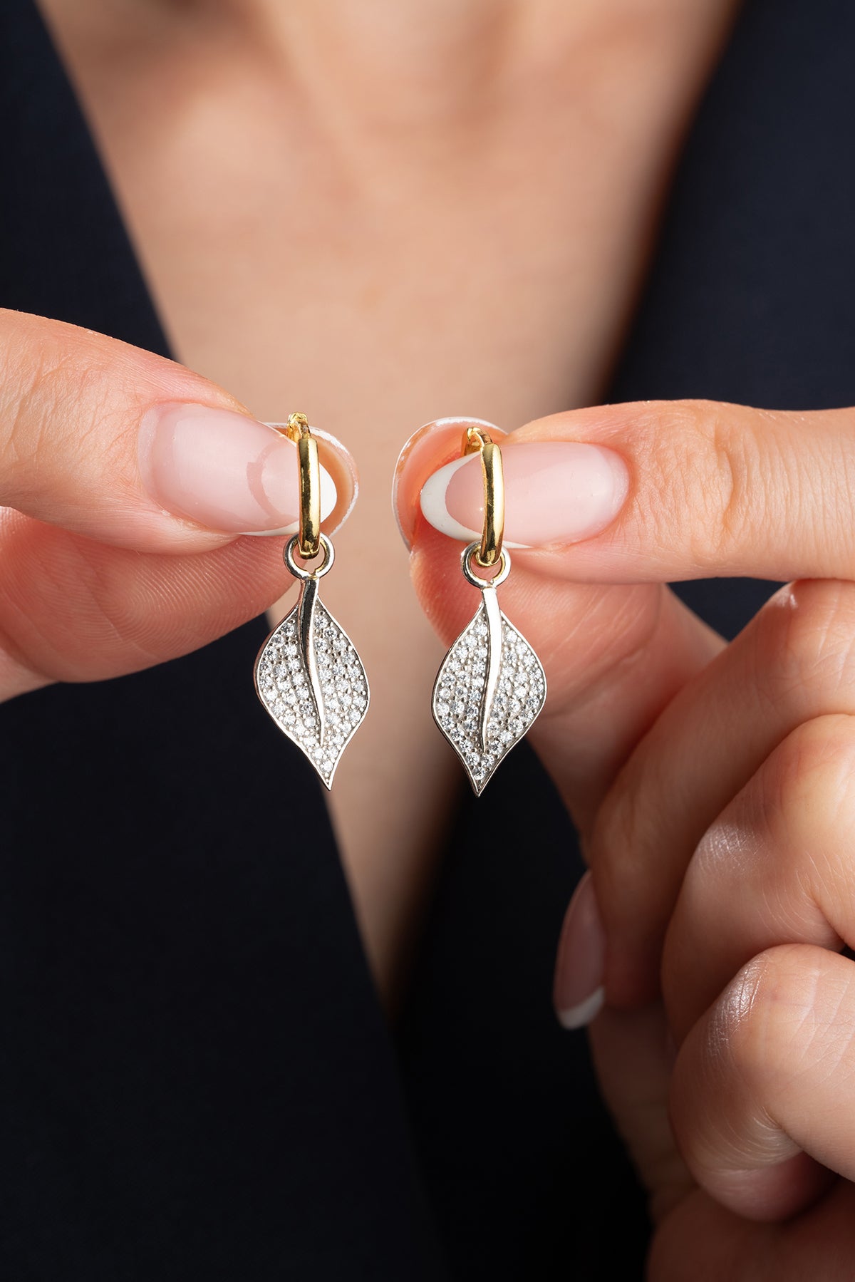 Diamond Leaf Earrings