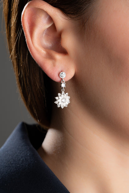 Lotus White Earrings