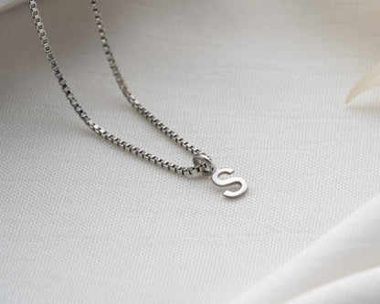 Initial Necklace with Box Chain