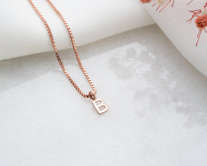 Initial Necklace with Box Chain