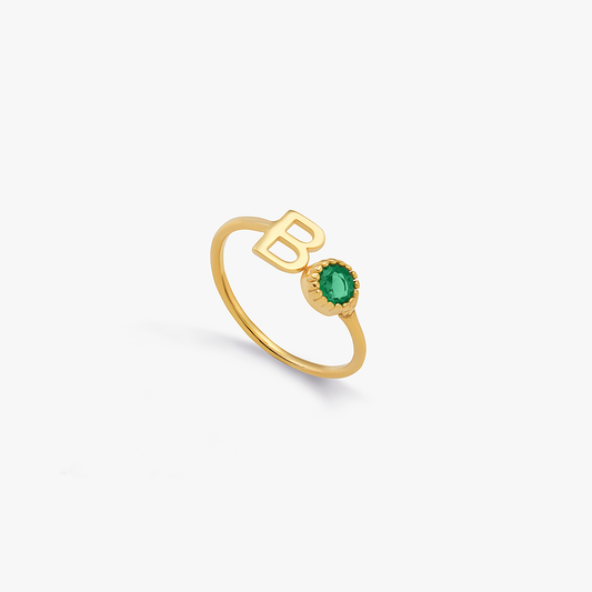 Birthstone Initial Ring