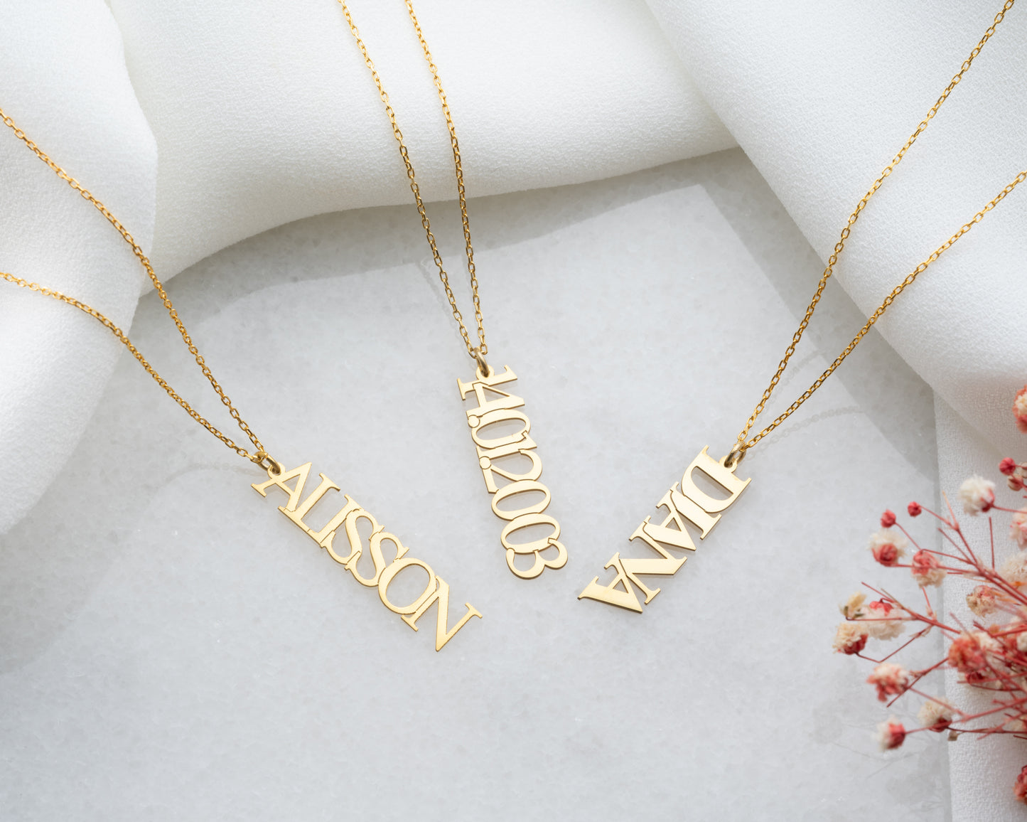 Adorness Vertical Name Necklace