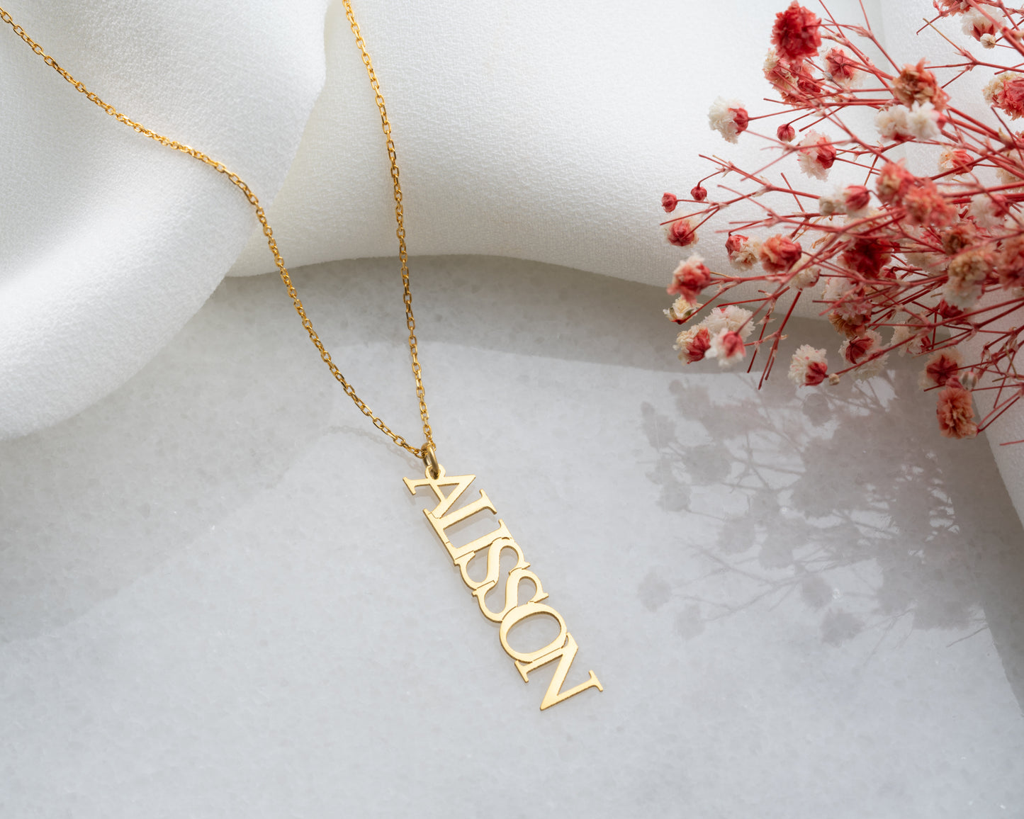 Adorness Vertical Name Necklace