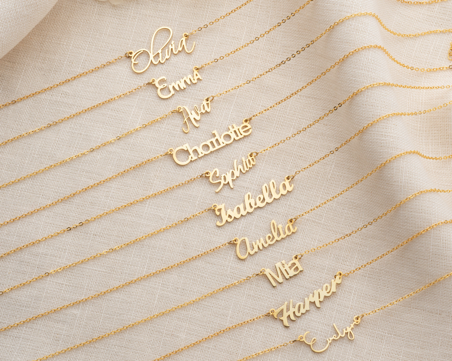 Custom Name Necklace Dainty Designs with Several Font Types