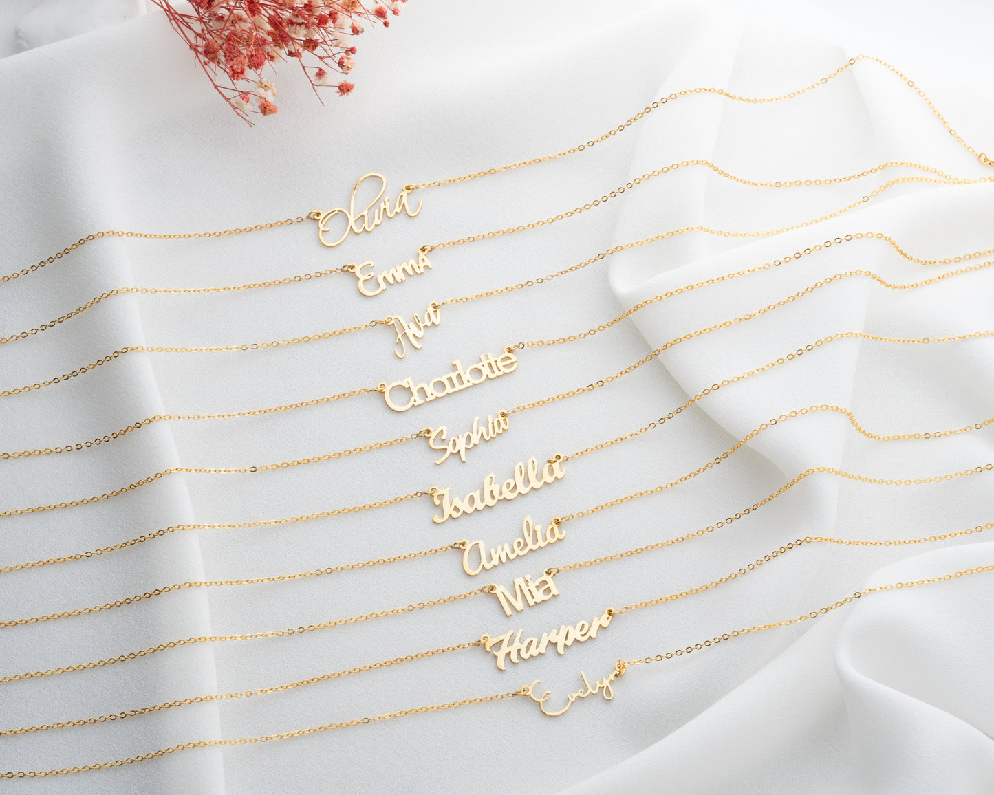 Custom Name Necklace Dainty Designs with Several Font Types