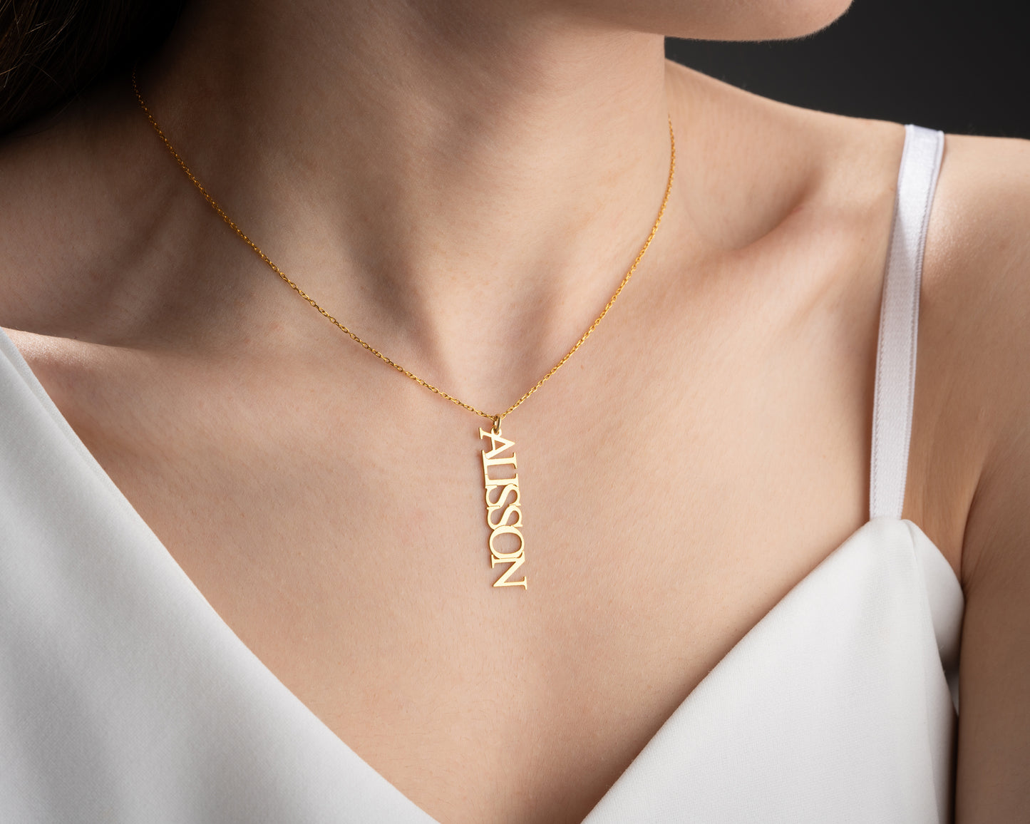 Adorness Vertical Name Necklace