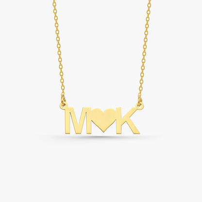 Heart Between Initials Necklace