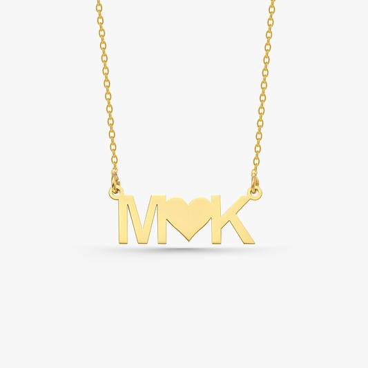 Heart Between Initials Necklace