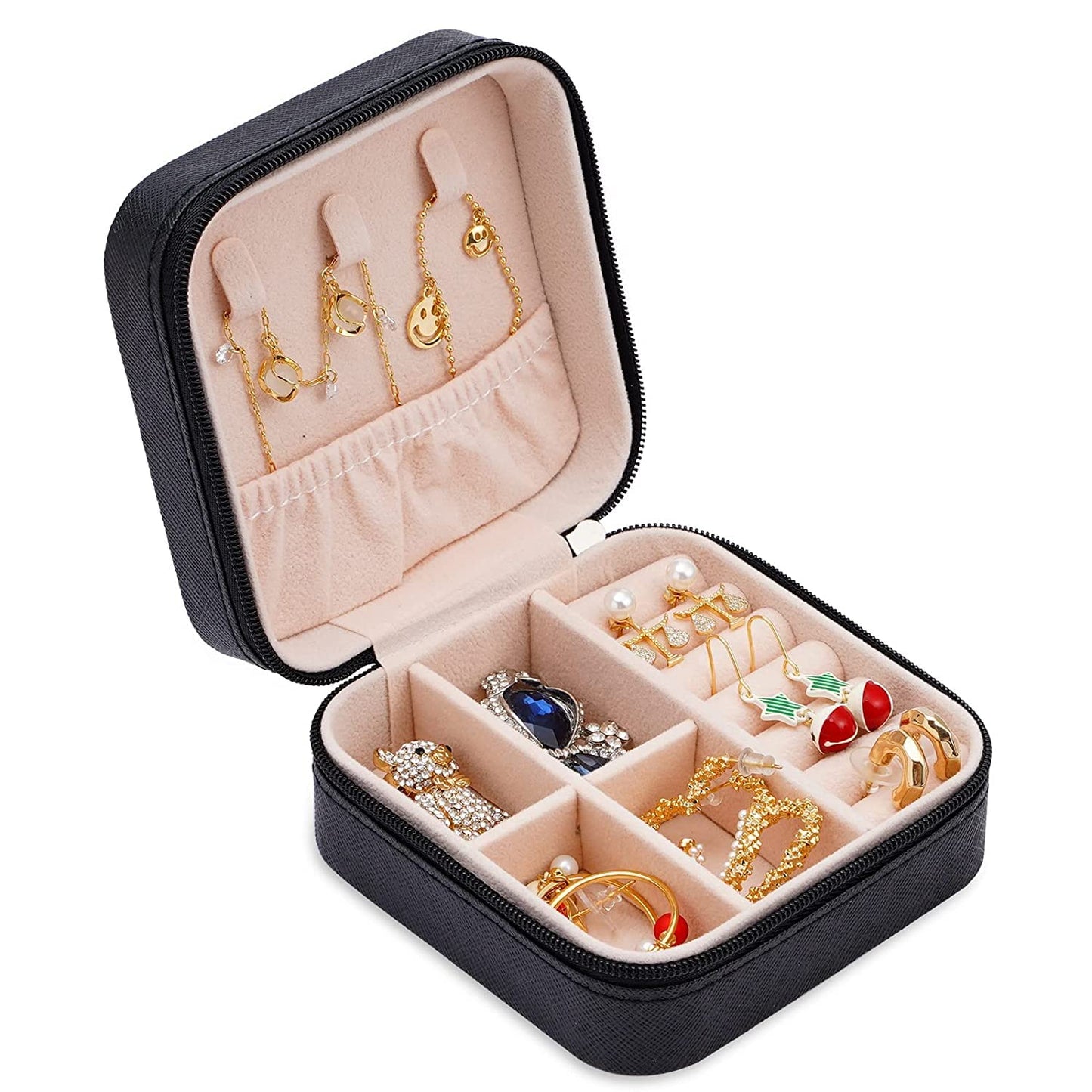 Travel Jewelry Box Organizer Leather Travel Case for Ring Earrings Necklaces Storage Organizer Box