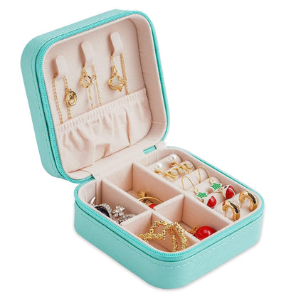 Travel Jewelry Box Organizer Leather Travel Case for Ring Earrings Necklaces Storage Organizer Box