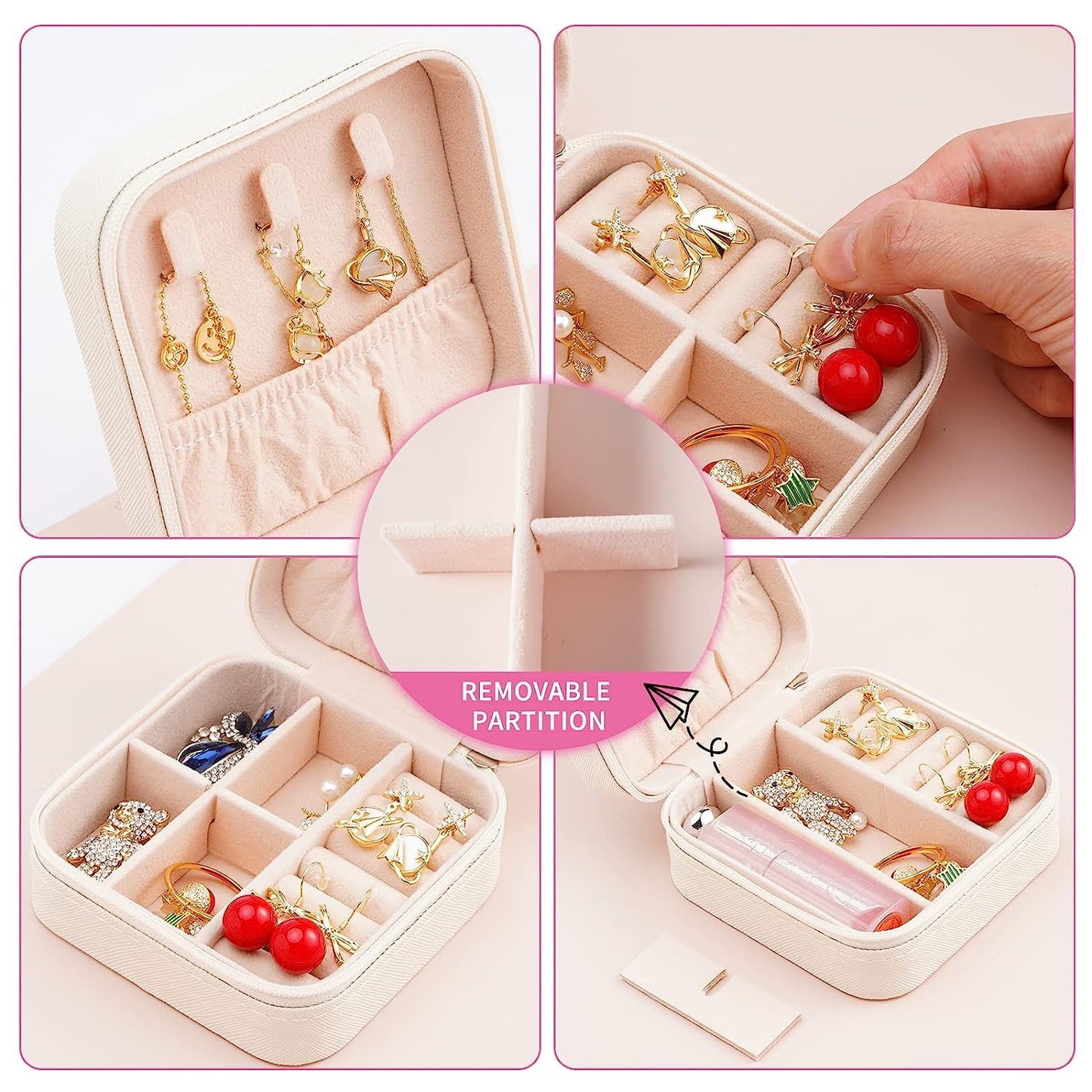 Travel Jewelry Box Organizer Leather Travel Case for Ring Earrings Necklaces Storage Organizer Box