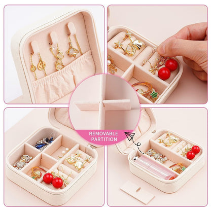 Travel Jewelry Box Organizer Leather Travel Case for Ring Earrings Necklaces Storage Organizer Box