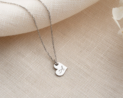 Engravable Heart and Bar Pendant Necklace