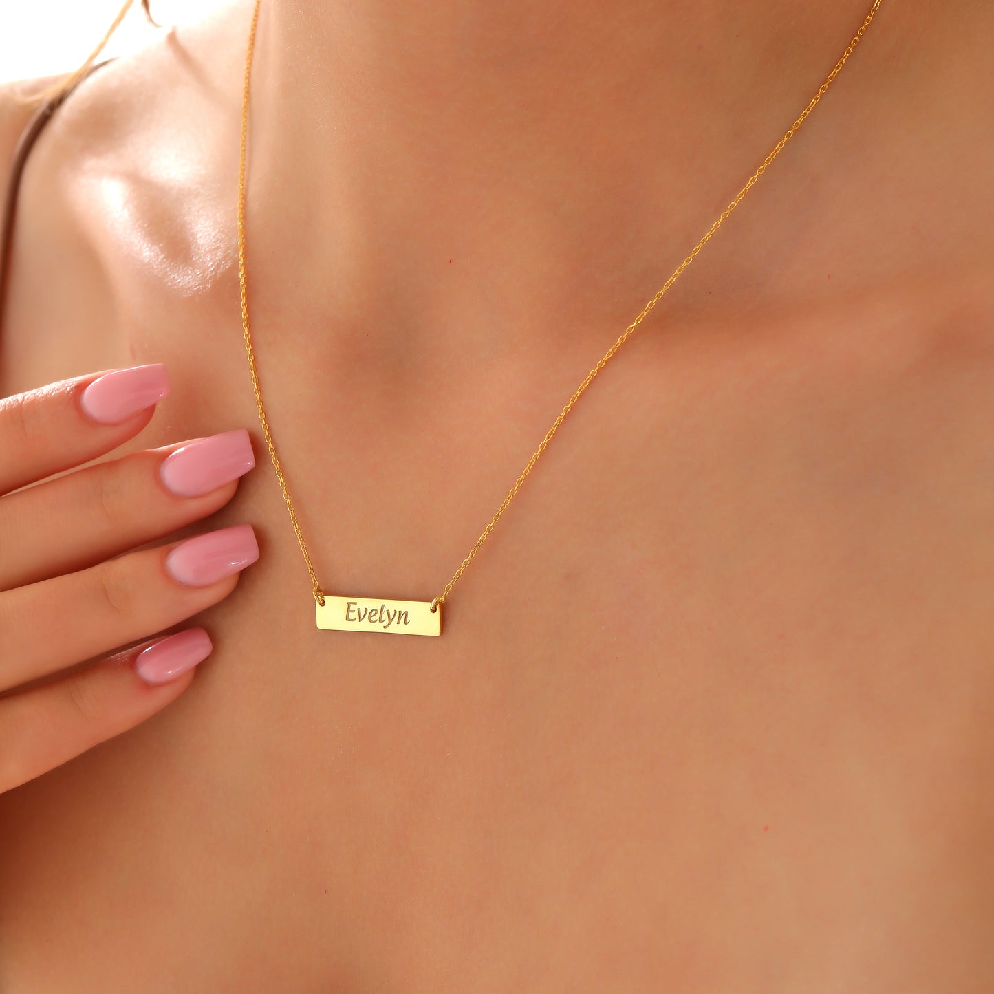 Engravable Name Bar Necklace