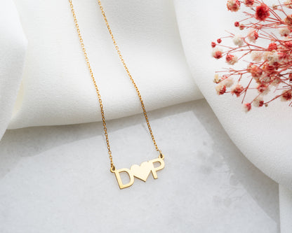 Heart Between Initials Necklace