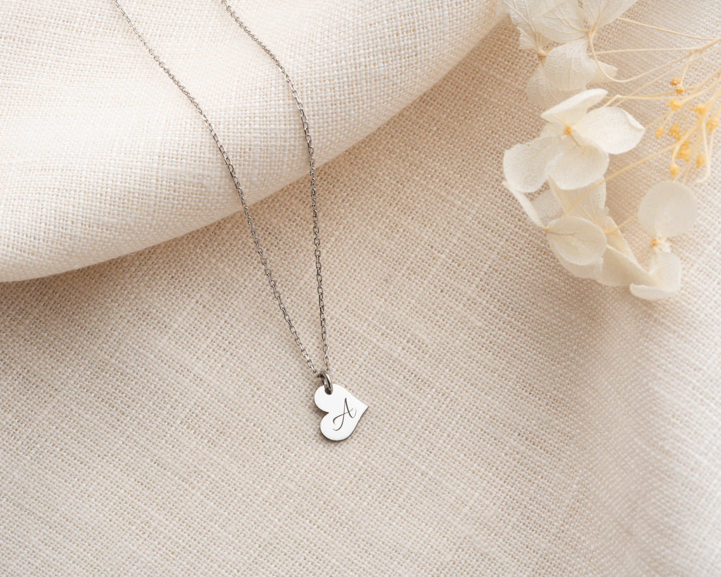 Engravable Heart and Bar Pendant Necklace