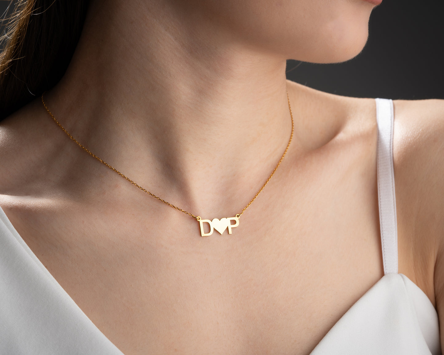 Heart Between Initials Necklace