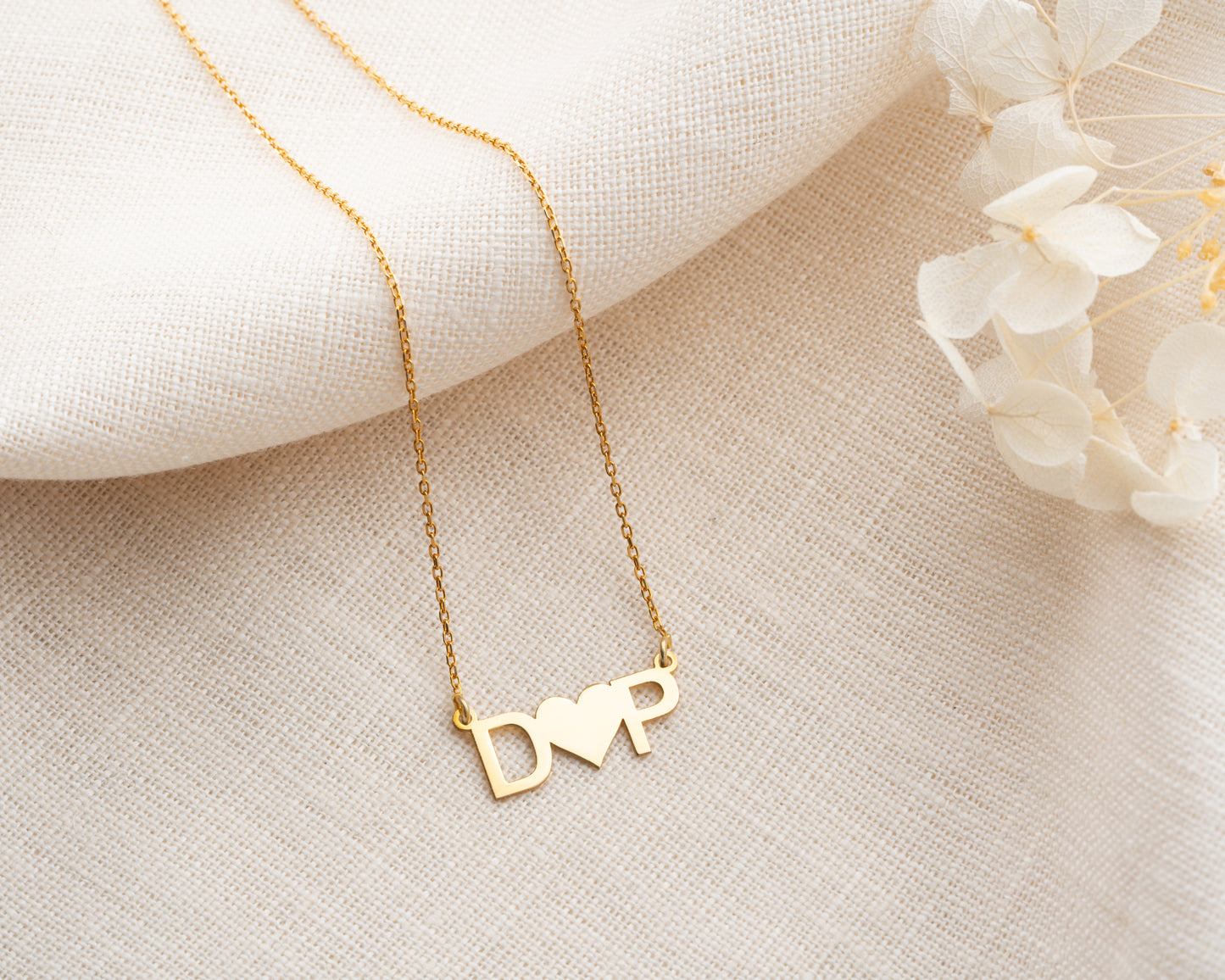 Heart Between Initials Necklace