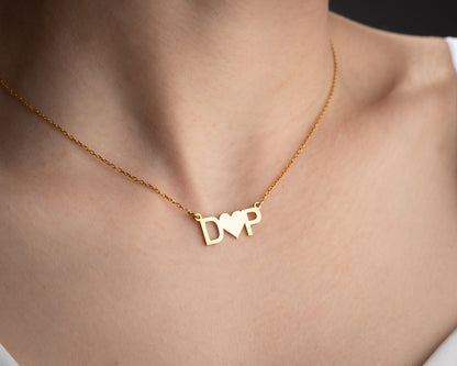 Heart Between Initials Necklace