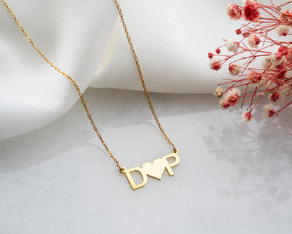 Heart Between Initials Necklace