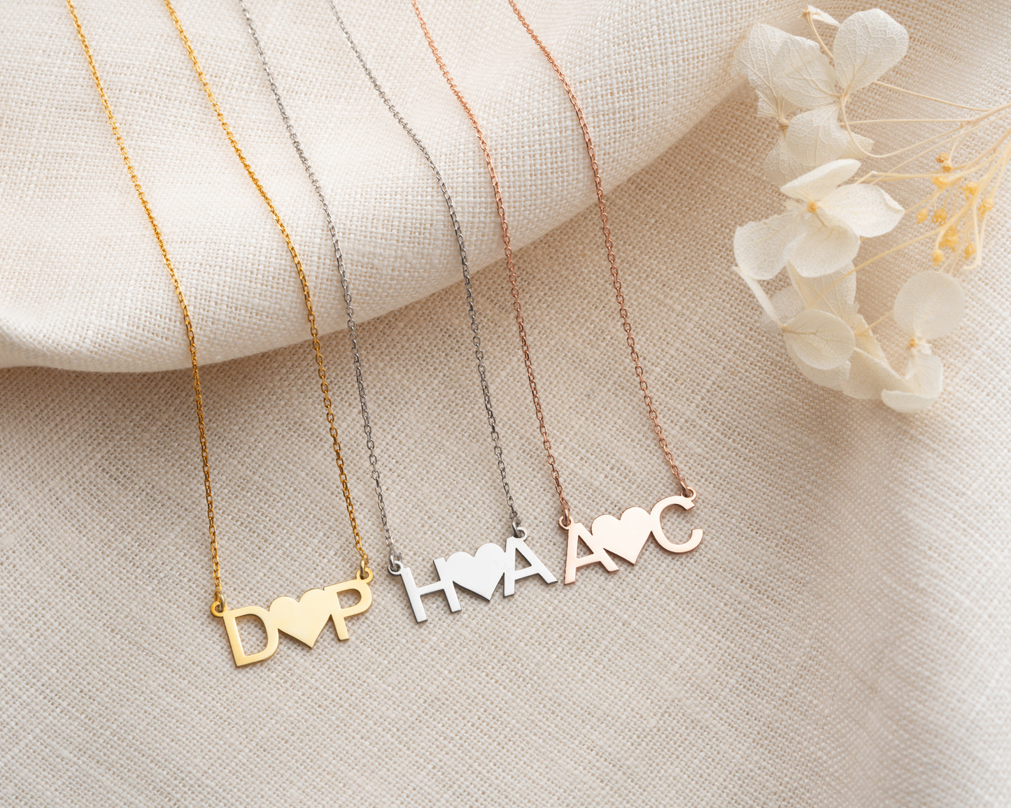 Heart Between Initials Necklace