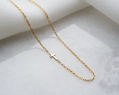 Sideways Cross Necklace