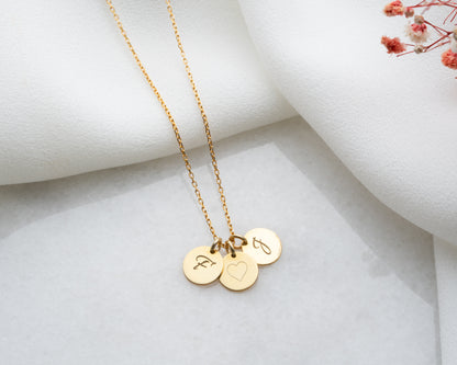 Disc Necklace, Name, Date, Coordinate Engravings