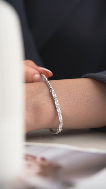 Silver Baguette Stone Bracelet