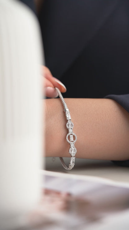 Silver Zircon Stone Bracelet