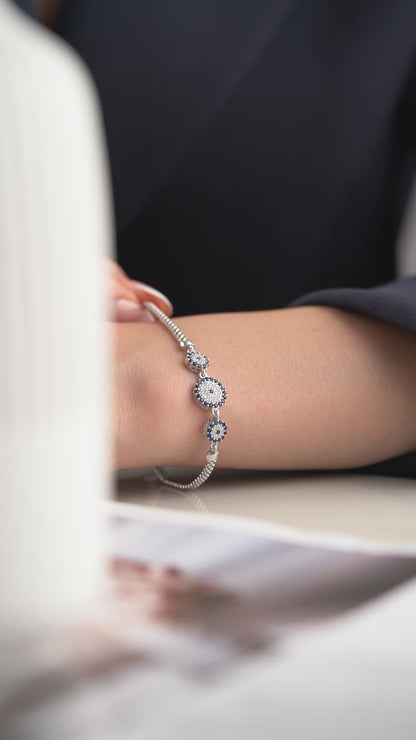 Silver 3 Evil Eye Bracelet