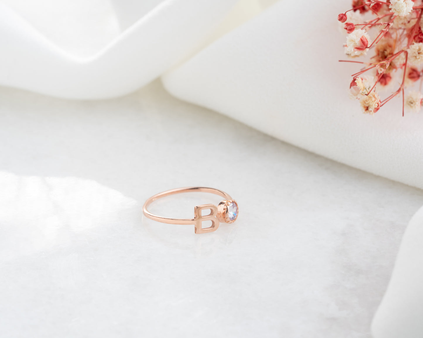 Birthstone Initial Ring