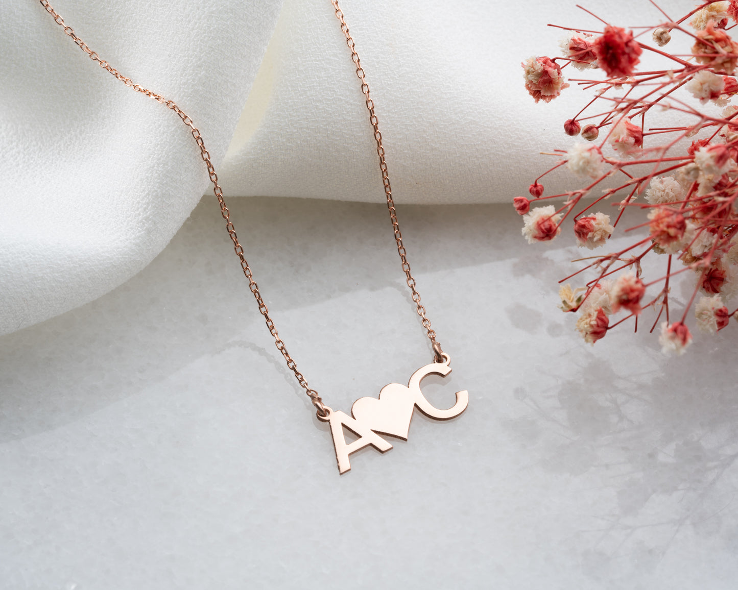 Heart Between Initials Necklace